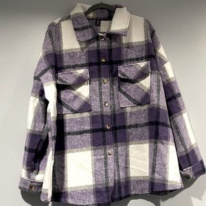 SHEIN Purple Plaid Shacket